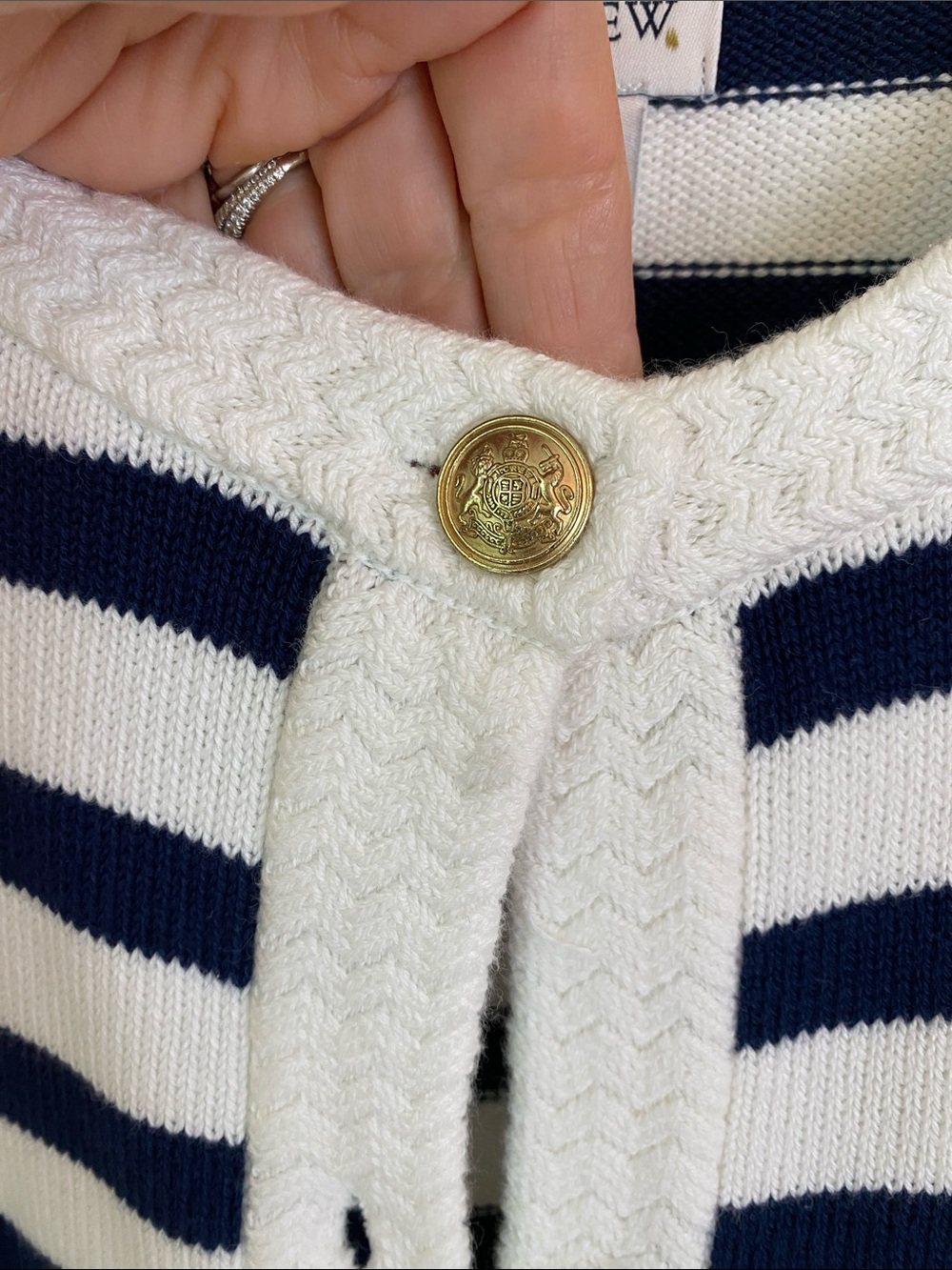 J. Crew Navy and White Striped Button-Front Cardigan - Picture 5 of 5